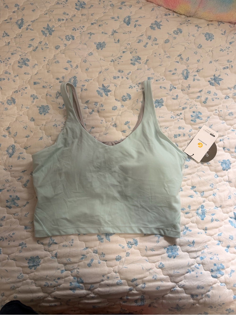 Light blue workout tank with built in bra - NWT